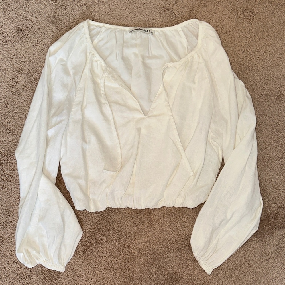 Abercrombie x Tia Booth Long-Sleeve Linen-Blend Peasant Set Top